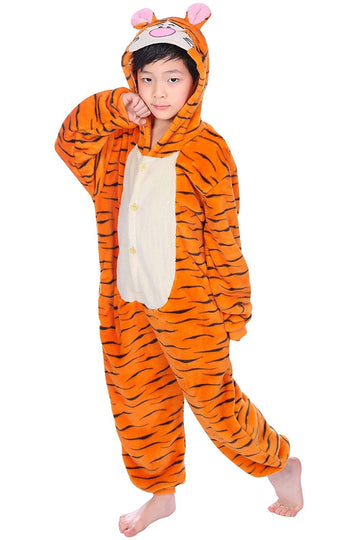 Leavelive Kids Animal Onesies Halloween Cosplay Costume Pajamas (125#(55-59 Inch), Kids Tiger)