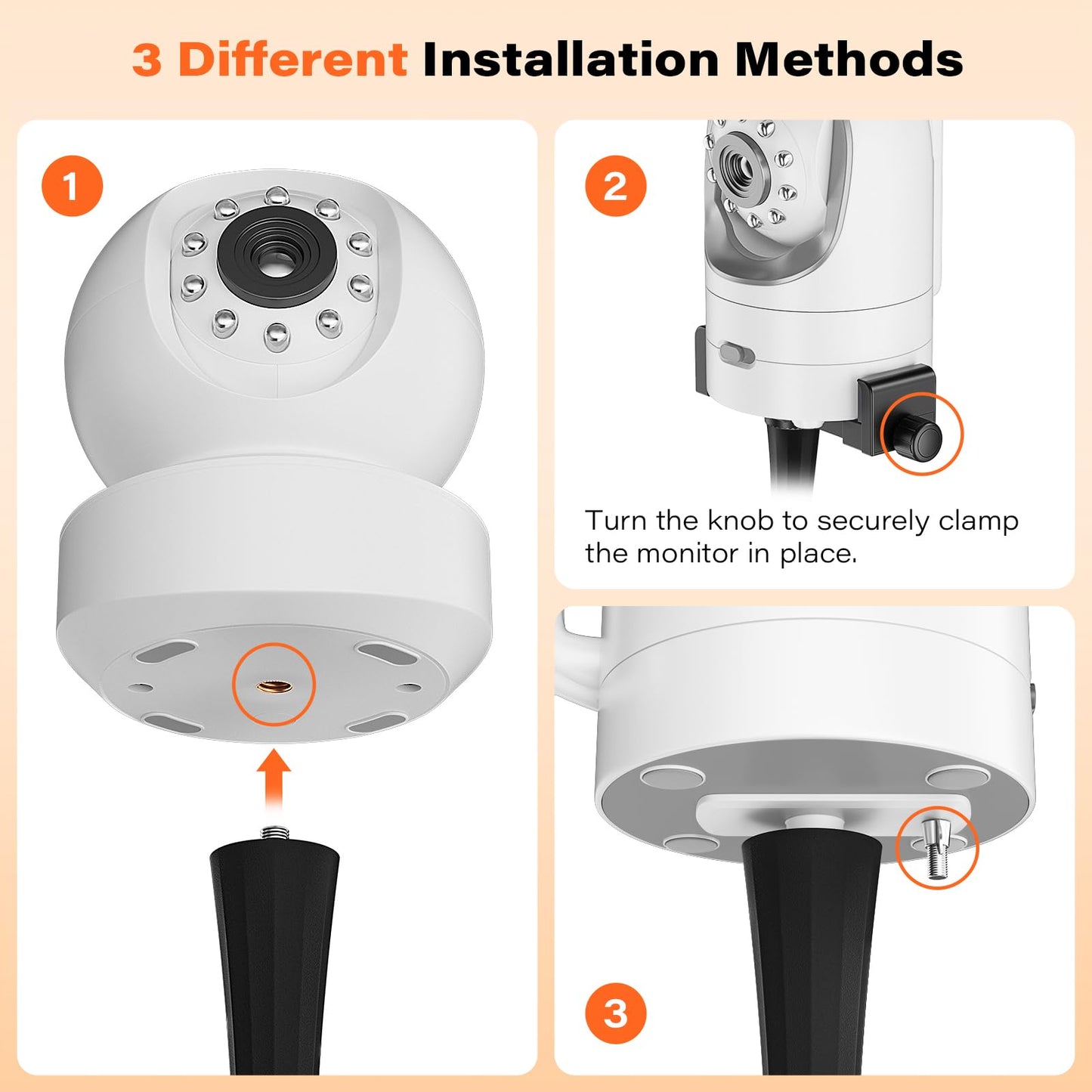 A2C Baby Monitor Mount Flexible Universal Baby Camera Mount Compatible With Infant Optics Dxr 8 Dxr-8 Pro, Vtech, Anmeate, Most