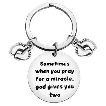 Mom To Be Gift Keychain Pregnancy Announcement Gift Twin Mom Gift New Mom Gift Twin Mom Jewelry First Time Mom Gift Pregnant Mom