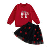 Yingisfitm Toddler Girl Valentines Day Outfit Letter Sweatshirt Love Heart Tutu Skirts Sets Little Girl Valentine Clothes (Red,