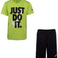 Nike Boys Dri-Fit T-Shirt & Shorts 2 Piece Set (Black W Cyber(66F026-Ky2),12 Months)