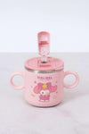Melibel Kids Stainless Steel Sippy Cup with Straw, Pink,pack of 1