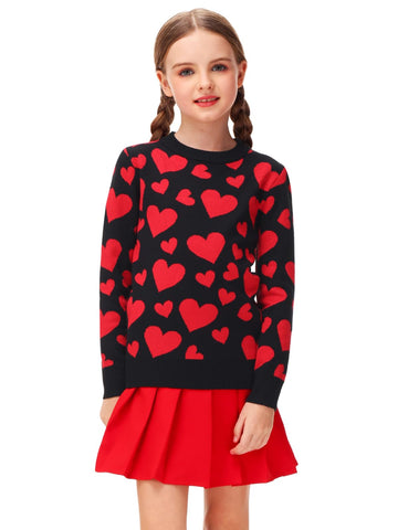 Valentine Day Sweater For Toddler Girl Red Heart Sweatshirts Kid Boys Love Long Sleeve Outfit Black 3-4 Years
