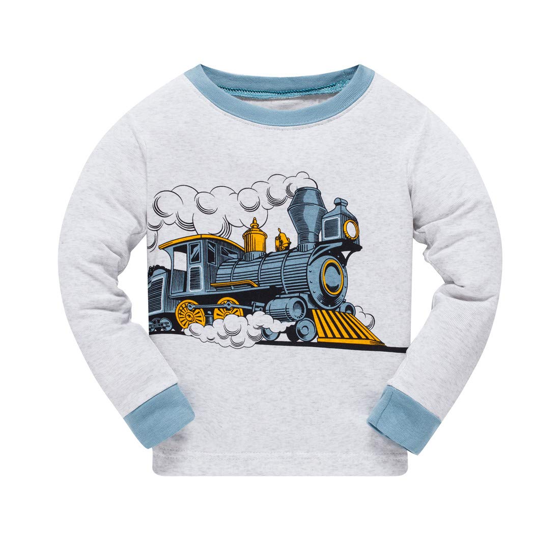 Little Boys Pajamas For Toddler Clothes Set Train Truck Sleepwear Long Sleeve 100% Cotton 2 Piece Kids Pjs Size 5T