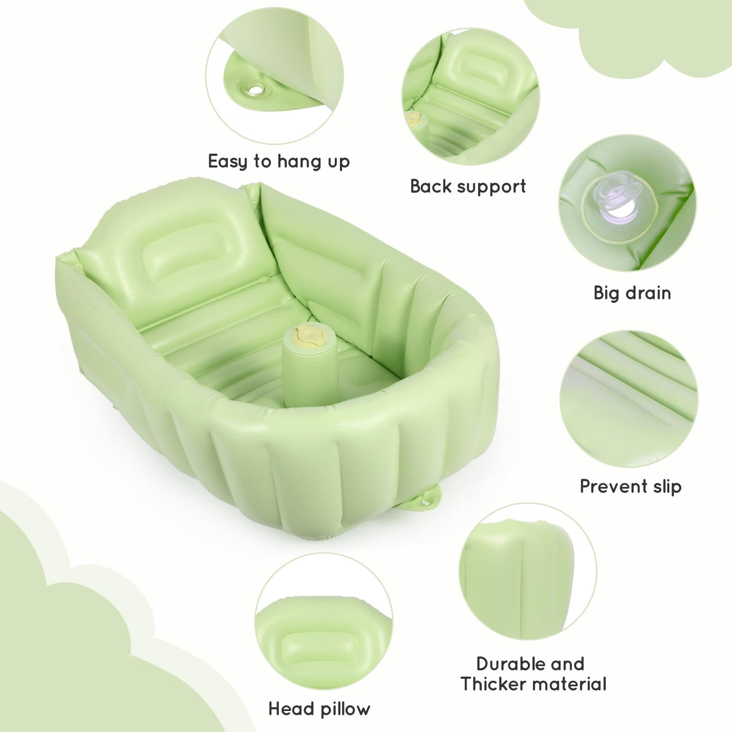 Mink Inflatable Bathtub For Toddlers - Portable Baby Tub With Collapsible Design For Easy Storage - Perfect For Newborns To Infa