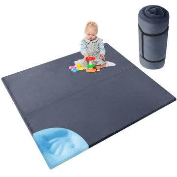 Hombys 59X71 Fodable Memory Foam Play Mat For Playpen,Thick 1' Thick Baby Play Mat For Floor,Padded Play Mat With Non-Slip Back