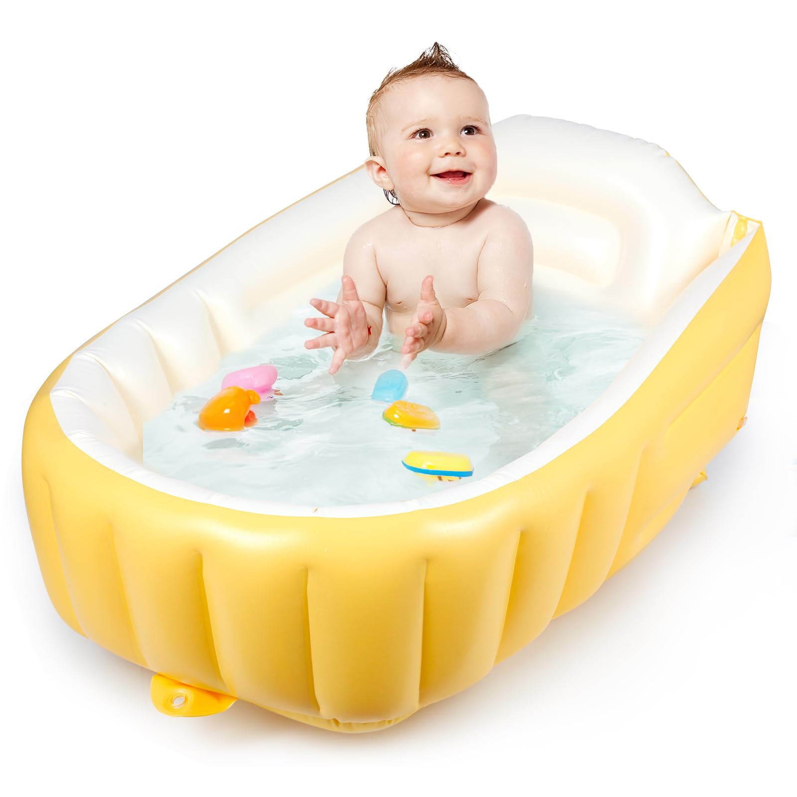 Mink Inflatable Baby Bathtub - Compact, Portable Bath Tub With Anti-Sliding Saddle Horn Seat, Ideal For Travel & Home - Suitable