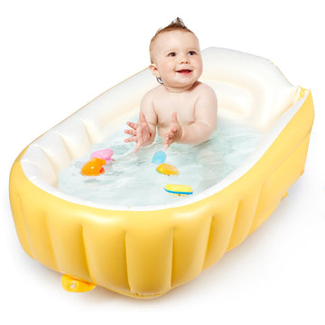 Mink Inflatable Baby Bathtub - Compact, Portable Bath Tub With Anti-Sliding Saddle Horn Seat, Ideal For Travel & Home - Suitable