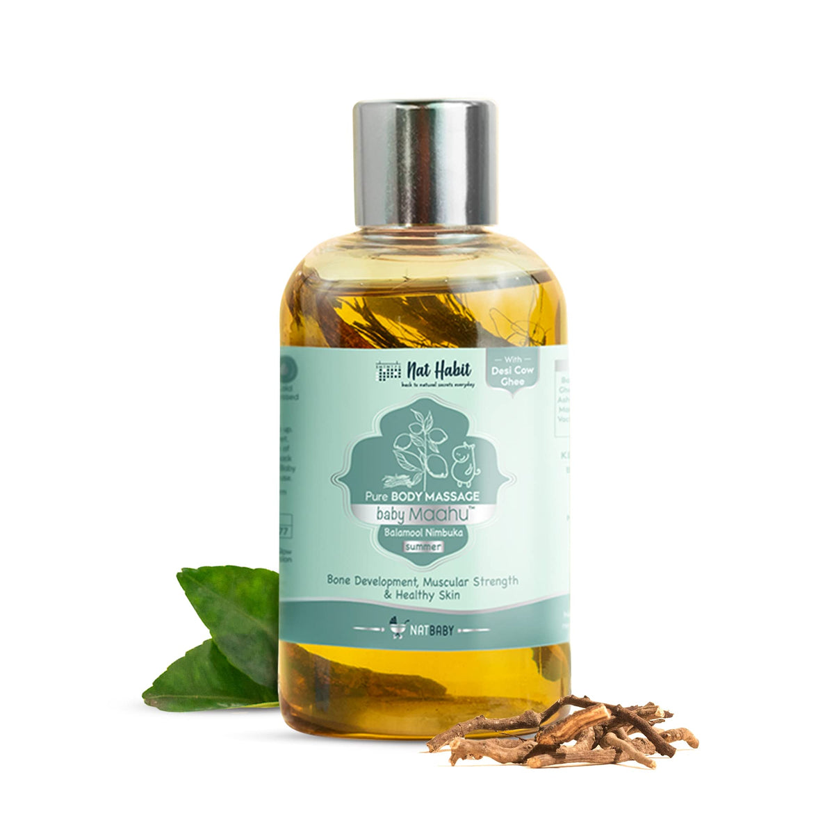 Nat Habit Baby Massage Oil Summer Maahu Balamool Nimbuka For Bone Development, Muscular Strength & Healthy Skin  Suitable For A