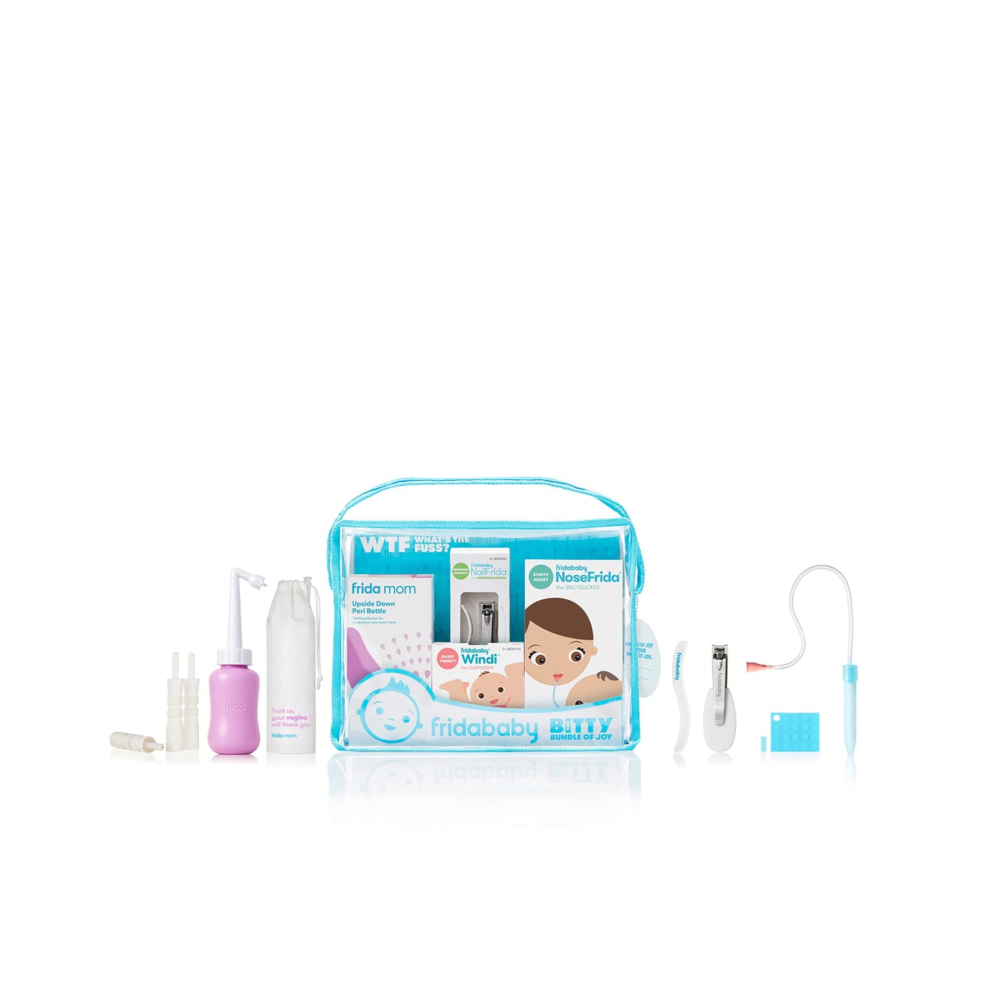 Frida Baby Bitty Bundle of Joy Mom & Baby Essentials Healthcare and Grooming Gift Kit Includes Peri Bottle, NoseFrida Snotsucker