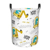 Pevtufa Dinosaur On Excavator Foldable Laundry Basket Organizer,Fabric Clothes Toy Storage Basket Nursery Hamper Storage Bin For