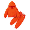 Happy Town Toddler Fall Outfits For Girl Boy Long Sleeve Hoodie Top And Long Sweatpants Set Toddler Sweatsuit (Solid Color-Orang