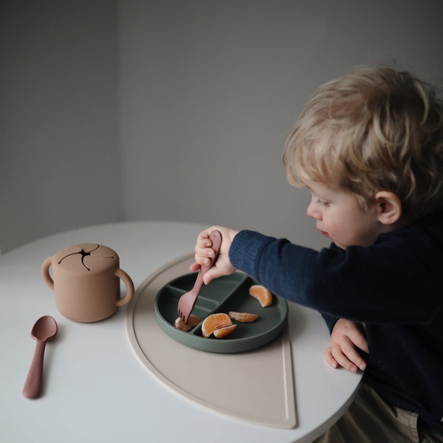 mushie Silicone Placemat for Kids | BPA-Free Non-Slip Design (Stone)