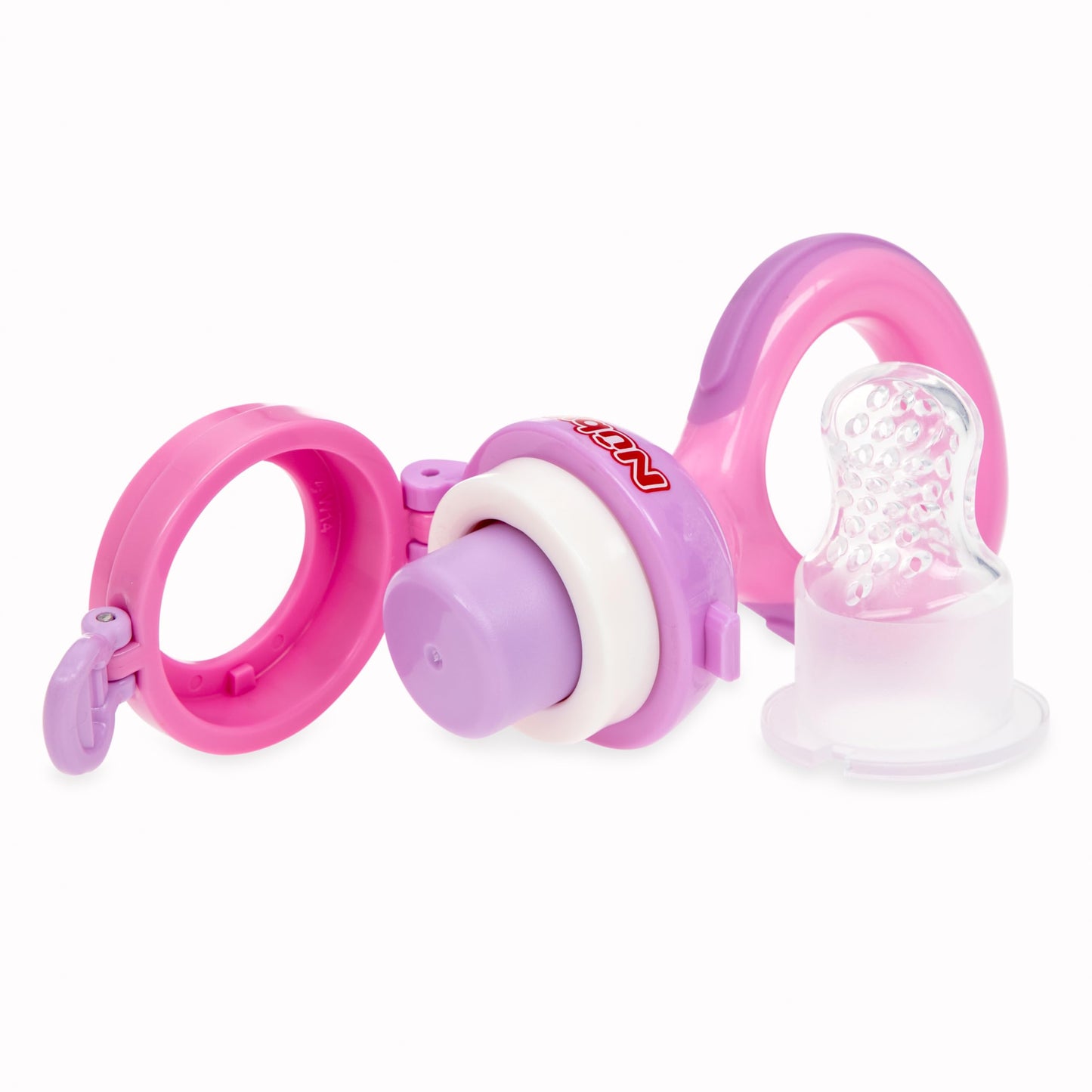 Nuby Babys First Food Dispenser With Hygienic Cover | Babys First Soft Foods And Teething | 2 Pack: Aqua & Blue Or Pink & Aqua |