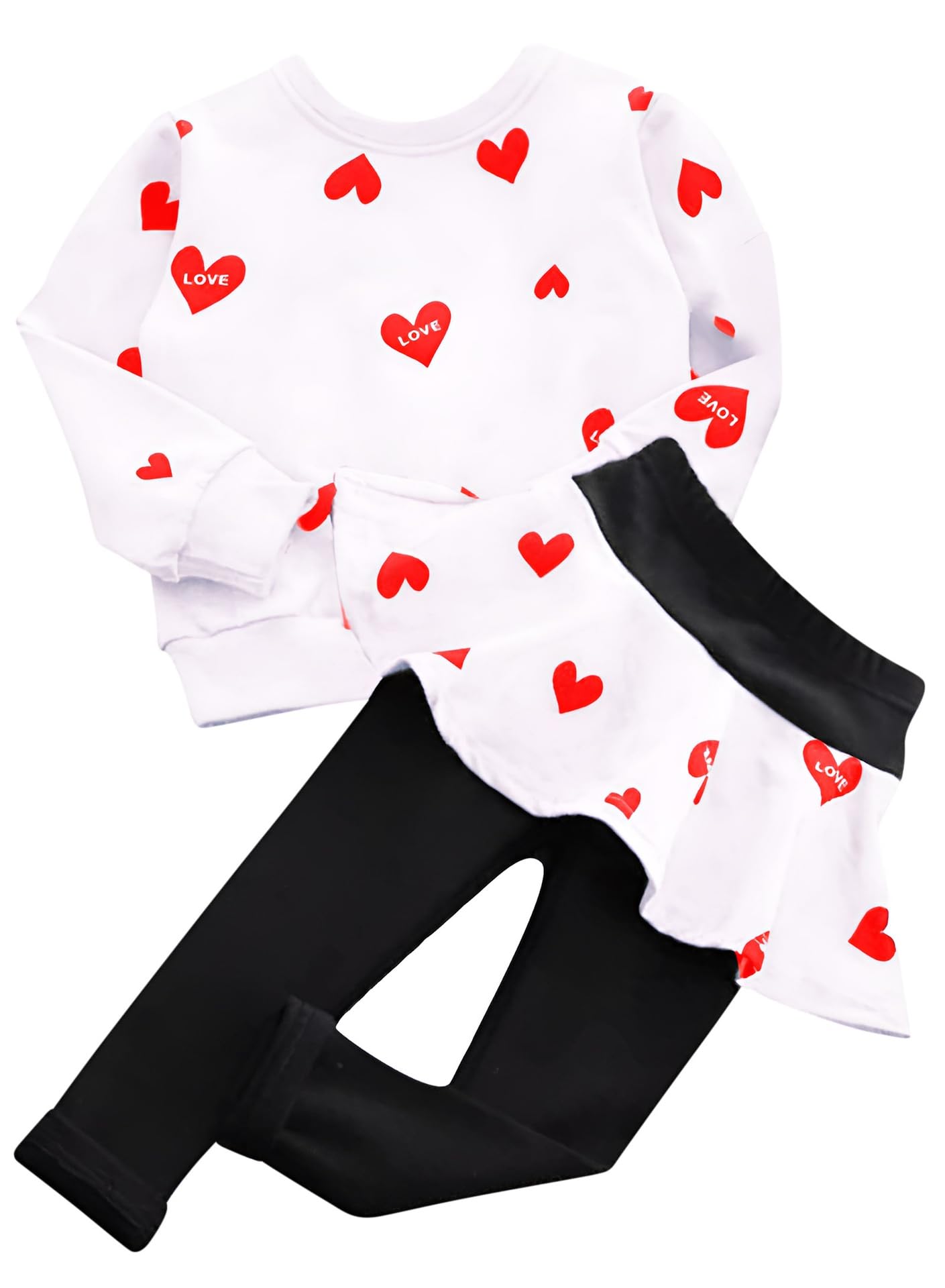 Bomdeals Adorable Cute Toddler Baby Girls Clothes Set,Long Sleeve T-Shirt +Pants Outfit(Age(5T), Whitered)