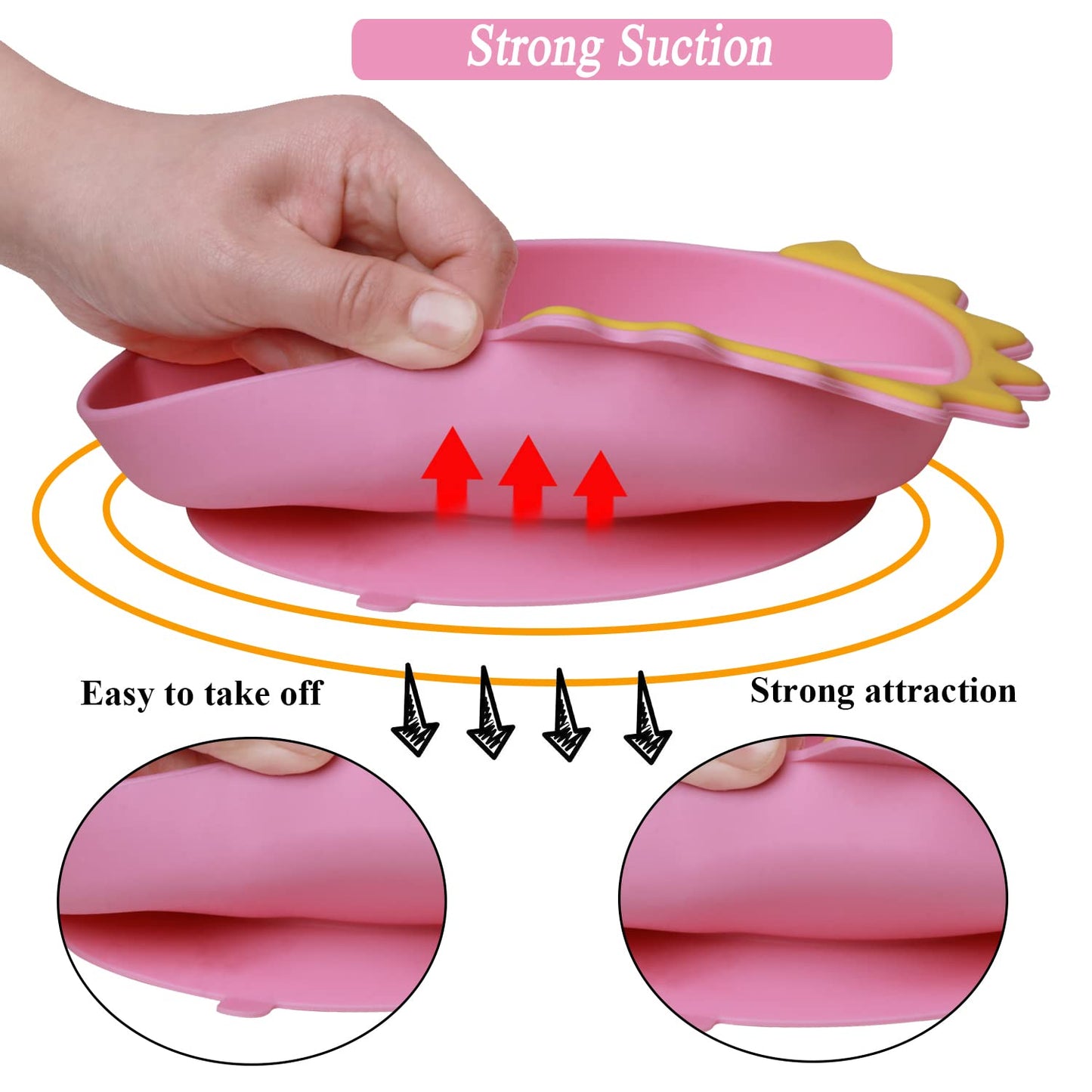 Nicingu Suction Plates For Baby,Silicone Toddler Plates With Spoon Fork Set Divided Dinosaurs Plates Self Feeding Training Baby