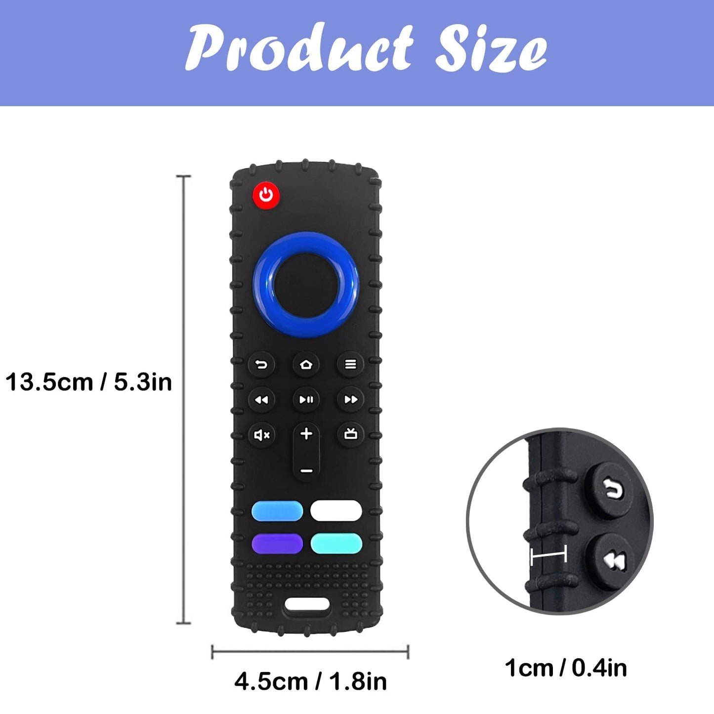ERSIHUA 2Pcs Silicone Teething Toys, Remote Control Shape Teethers for Babies Remote Teething Toys, Silicone TV Remote Teether B