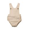 Lopjgh Newborn Baby Summer Romper Unisex Solid Color Button Jumpsuit Sleeveless Backless Overalls Outfits 1Pcs (0-3 Months, Khak