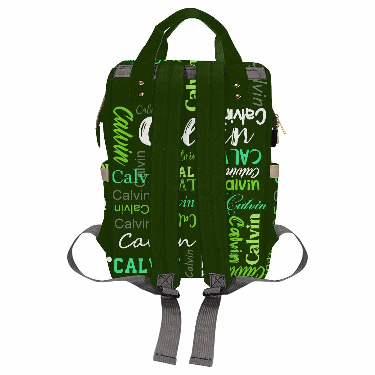 Custom Diaper Bag Backpack, Personalized Dark Green Backpack With Name Mummy Nappy Baby Bag Multifunctional Shoulders Bag Casual