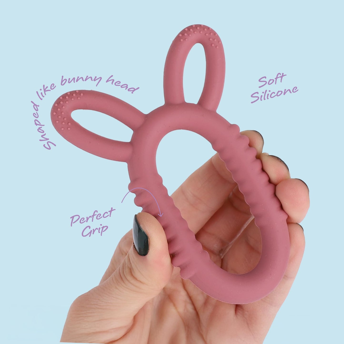 Artcreativity Bunny Teethers For Baby - Set Of 2 Teething Rings - Silicone Baby Teething Toys - Easter Basket Stuffers For Babie