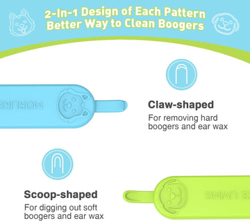 Morlike Living Baby Nose And Ear Cleaner Tool, Soft Flexible Rubber Nasal Booger Picker For Newborns And Infants, Dual Ear Wax A