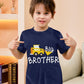 Funnycokid Big Brother Shirt 4T 3T Boys Promoted To Big Brother Bulldozers Construction Digging It Forklift T-Shirt Blue Size 4