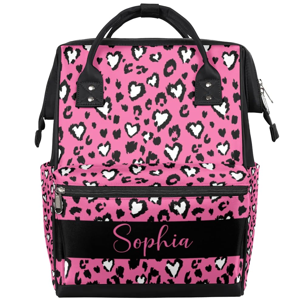 Baby Diaper Bags Backpack for Boy Nursing Baby Bag Backpack for Mom Gifts Stroller Bag with Name Mommy Bags Leopard Print Pink
