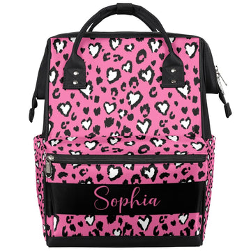 Baby Diaper Bags Backpack for Boy Nursing Baby Bag Backpack for Mom Gifts Stroller Bag with Name Mommy Bags Leopard Print Pink