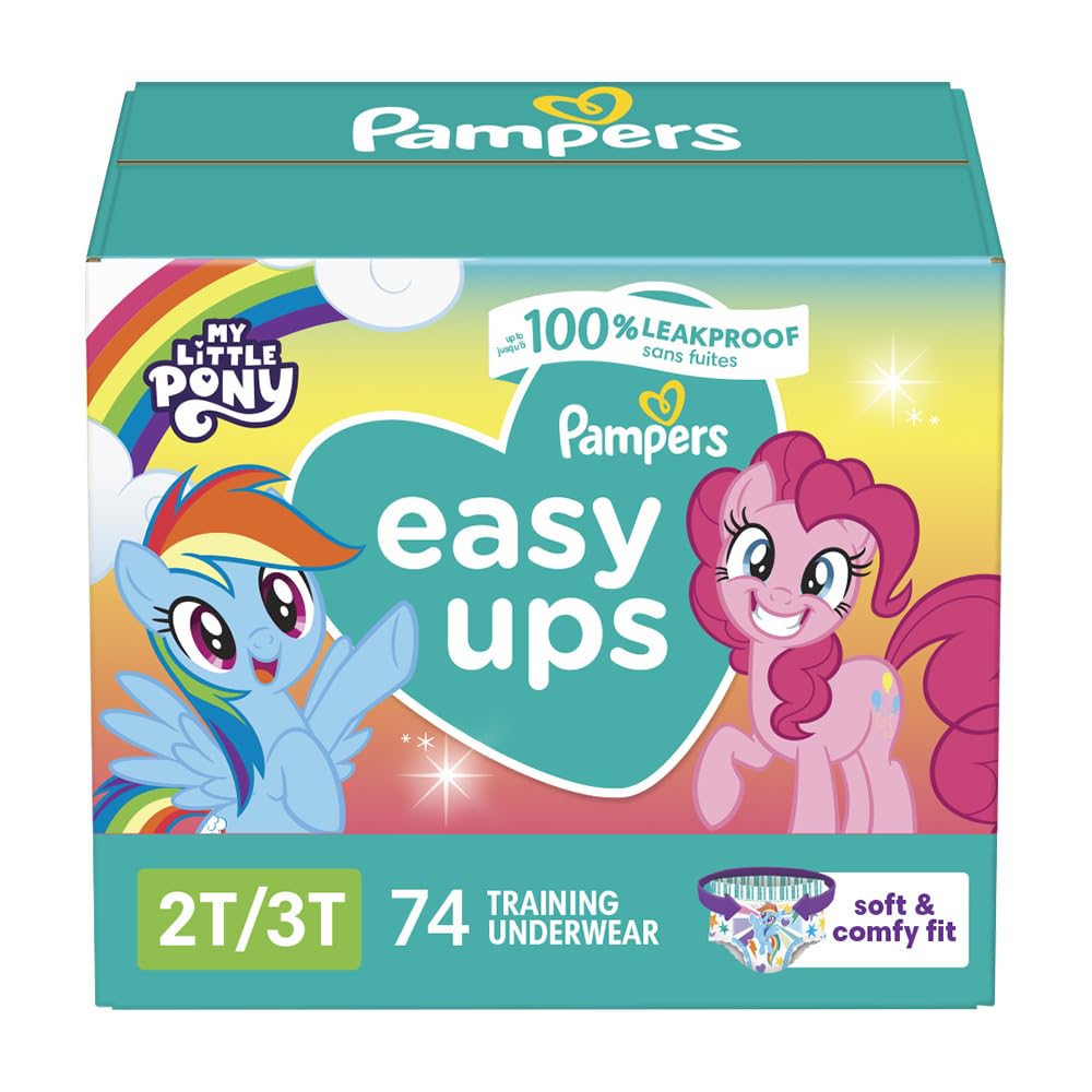 Pampers Training Pants - Easy Ups Girls & Boys - Size 2T-3T, 74 Count, My Little Pony Potty Underwear (Packaging May Vary)