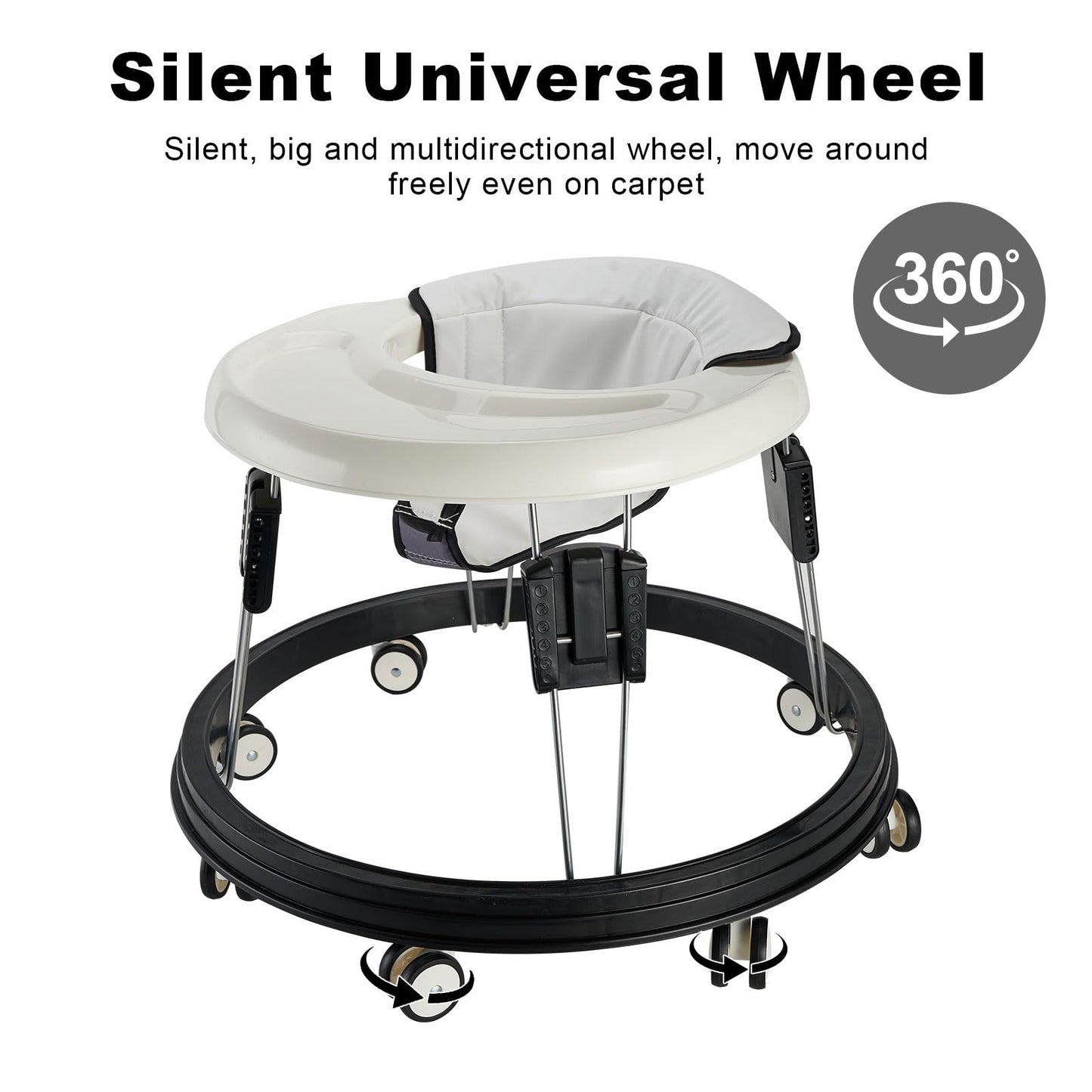 The Foldable Baby Walker, Suitable For 66-80Cm Height Wheeled Baby Boy And Girl Walker, Mute Anti-Rollover Baby Walker, Avoid Bi