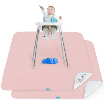 Splat Mat 2 Pack For Under High Chair & Arts & Crafts & Eating Mess, Waterproof 42''  46'' Baby Playtime Anti-Slip High Chair Ma