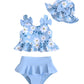 Infant Swimsuit Girl Baby Girl Bathing Suit 3-6 Months Blue Dasiy Swimwear Summer Beach Baby Bikini Tankini Hat Outfits Set