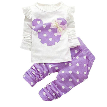 Mh-Lucky Baby Girl Clothes Infant Outfits Set 2 Pieces Long Sleeved Tops + Pants (2-3 T, Purple)