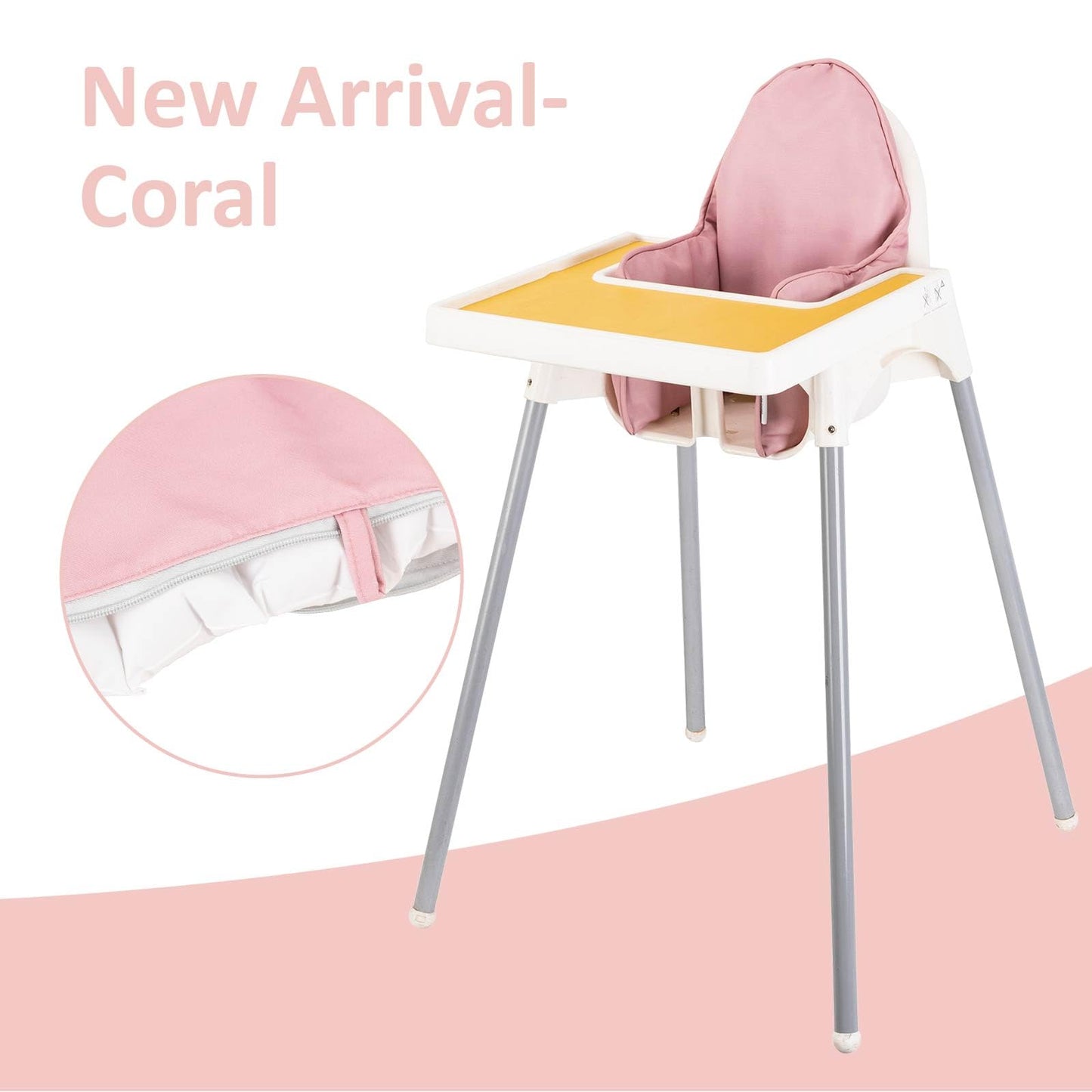 Dadouman Inflatable Supporting Cushion For Ikea High Chair, Baby High Chair Cover With Inflatable Cushion Insert (Coral)