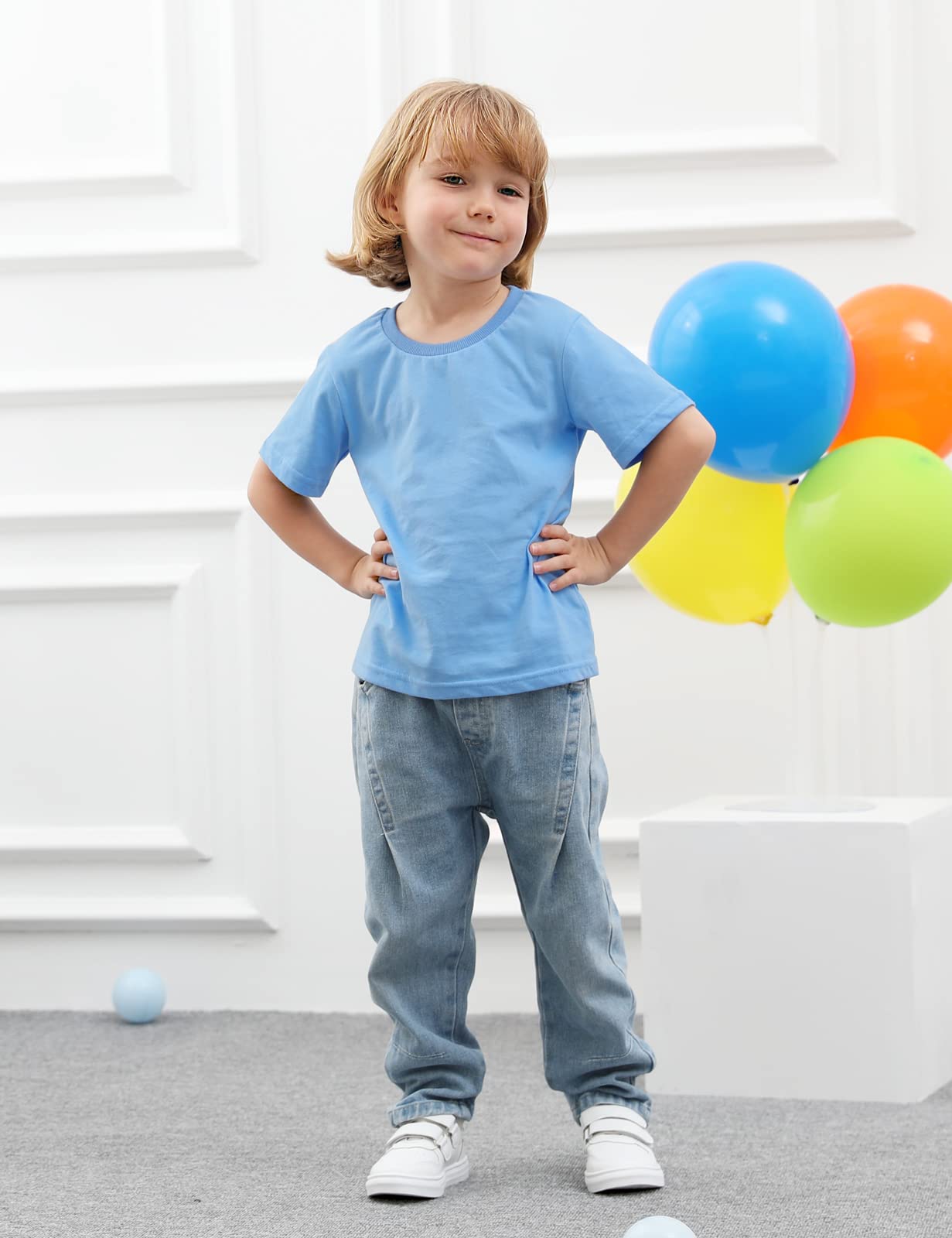 Cosland Boys Blue T Shirts Kids Plain Tops, X-Small