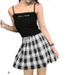 Beautifulfashionlife Girls Back To School Uniform Pleated Cosplay Costumes Skirts (L,Black White)