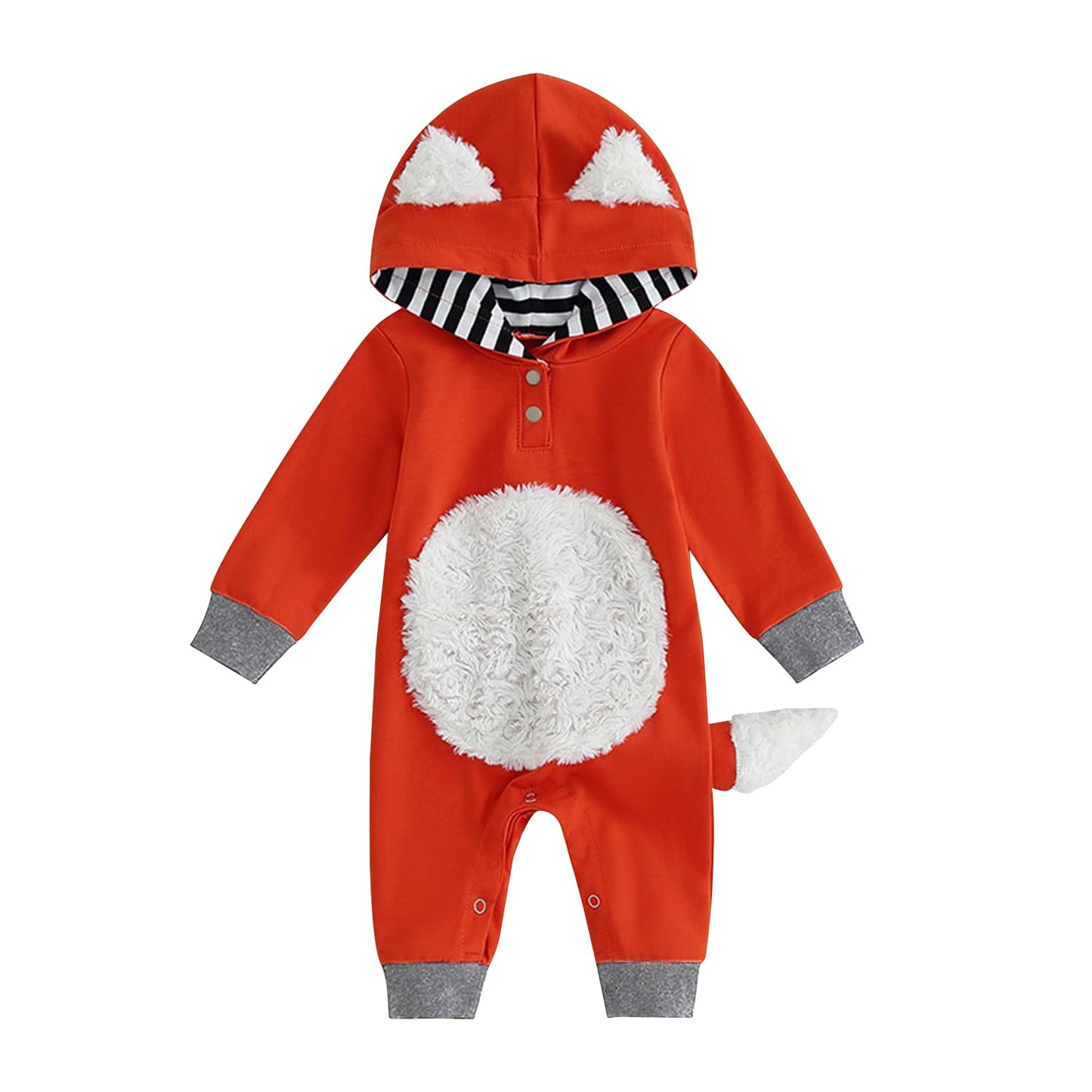 Baby Boys Girls Halloween Thanksgiving Christmas Fox Costume Unisex Toddler Cartoon Animals Romper (Orange-Fox, 3-6 Months)