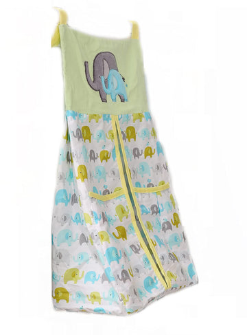 Embroidery Crib Diaper Storage Green Elephant Crib Diaper Hanging Bag (Green Elephant)