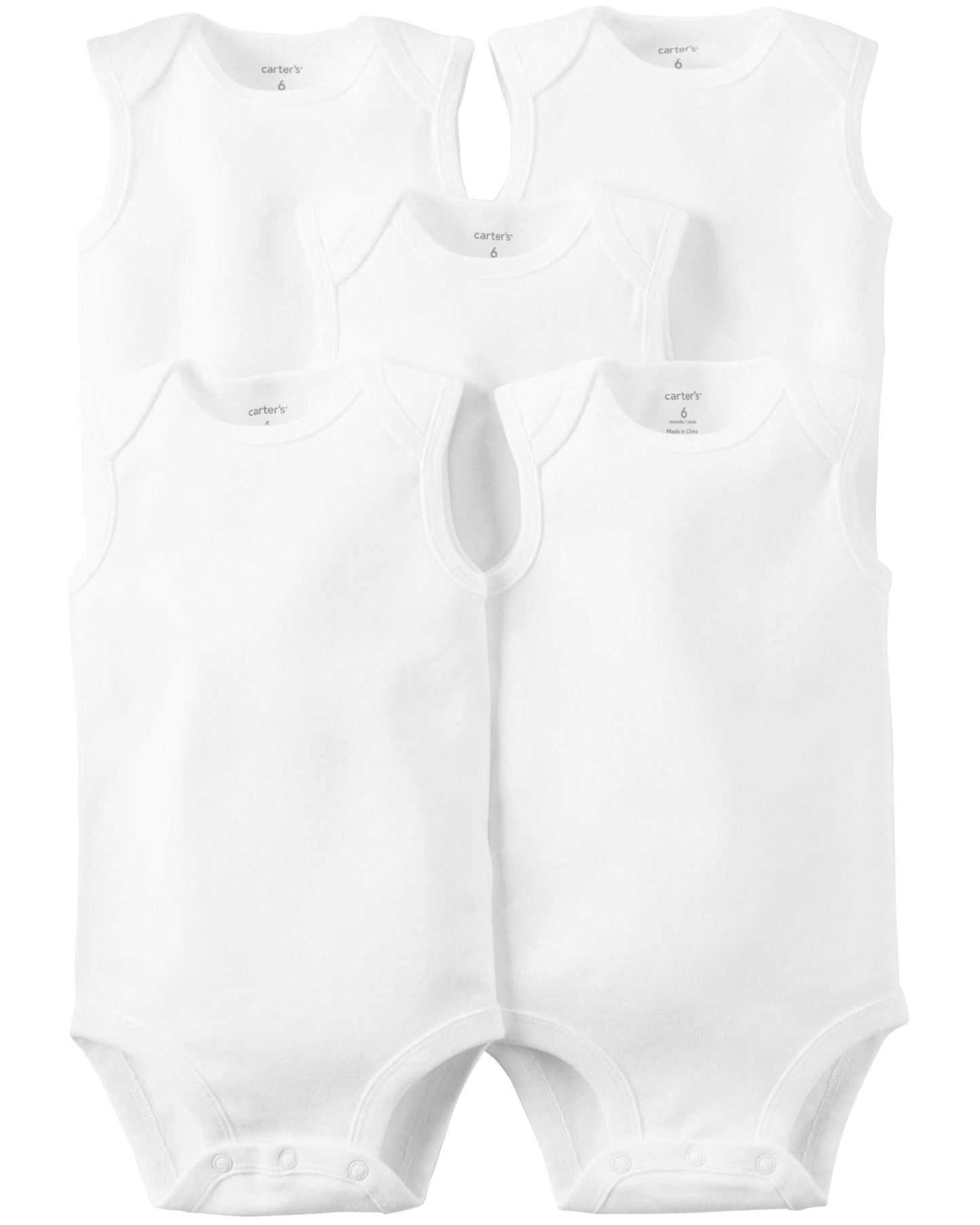 Carter'S 5-Pack S/L Bodysuits - White- 12 Months