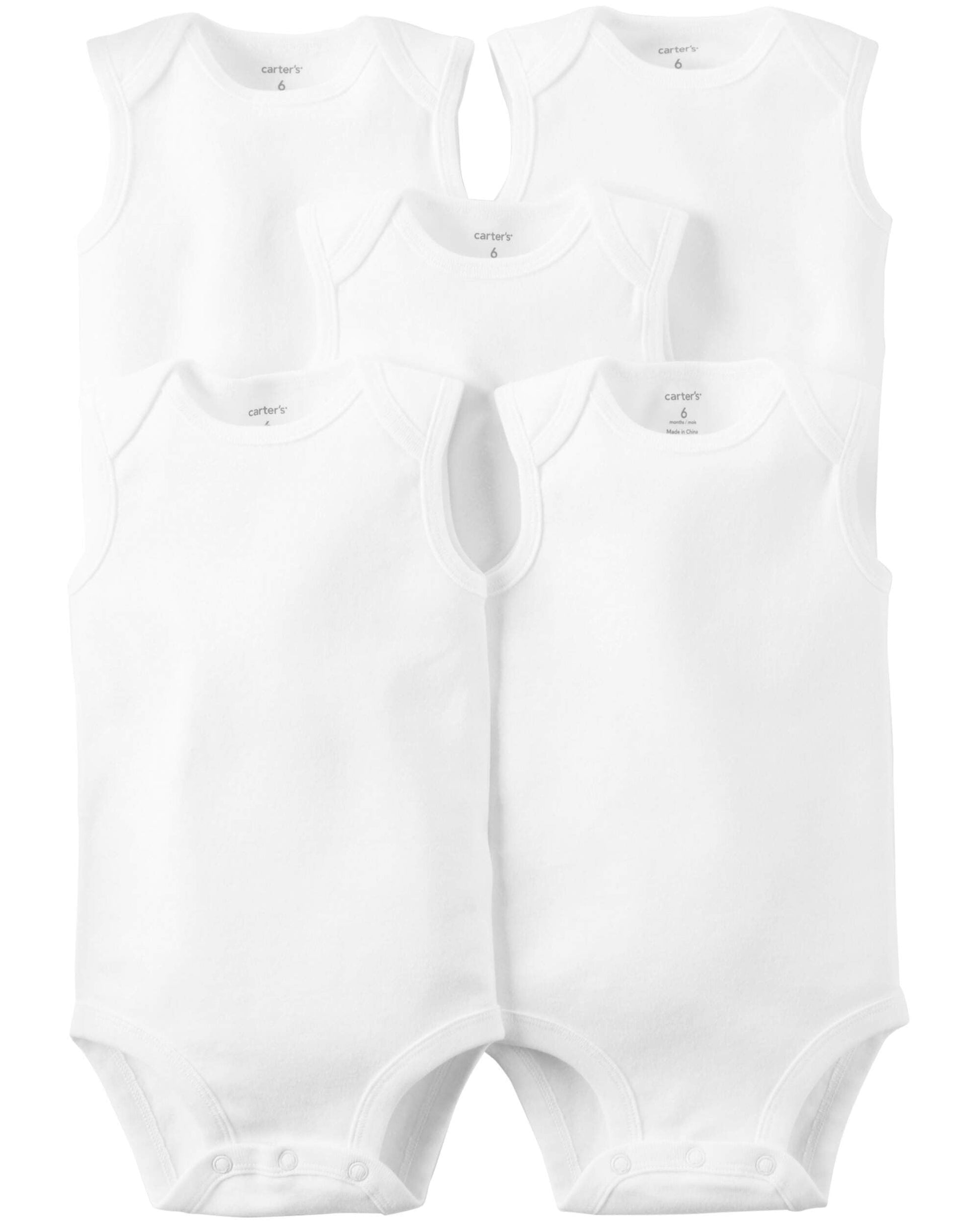 Carter'S 5-Pack S/L Bodysuits - White- 12 Months