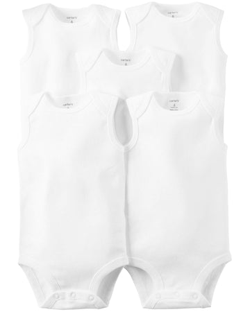Carter'S 5-Pack S/L Bodysuits - White- 12 Months