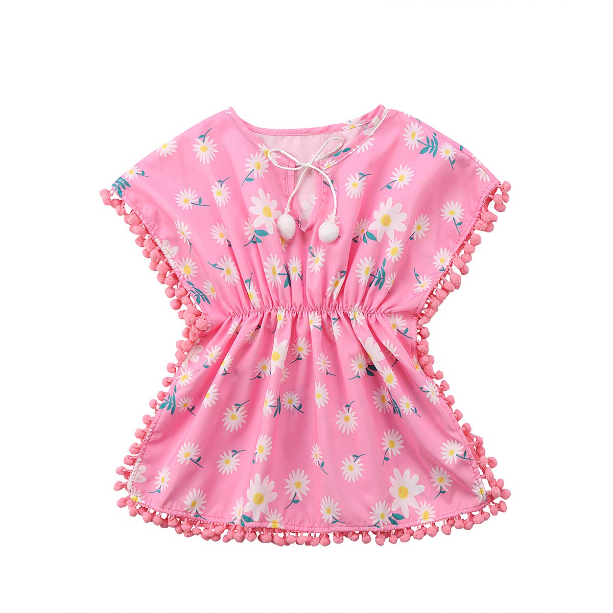 Douhoow Toddler Baby Girls Swim Cover-Up Beach Sundress Summer Poncho Rash Guards (Pink, 2-3T)