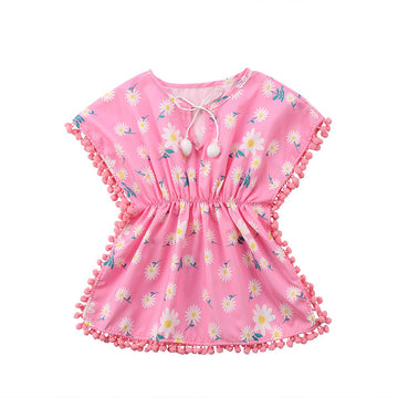 Douhoow Toddler Baby Girls Swim Cover-Up Beach Sundress Summer Poncho Rash Guards (Pink, 4~5T)