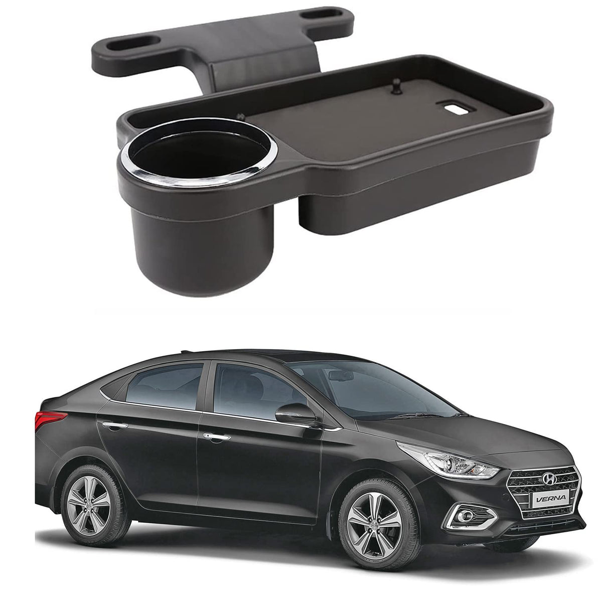 Oshotto (FT04) Foldable Car Auto Headrest Rear Back Seat Table Drink Food Cup Tray Holder Compatible with Hyundai Verna Old  B