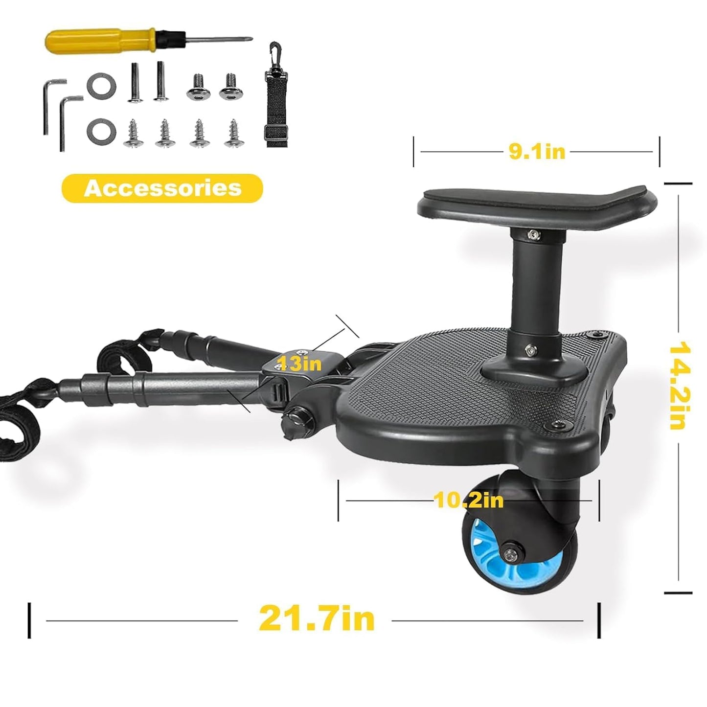 Universal Stroller Board - 2 In 1 Sit And Stand Stroller Board With Detachable Seat Stroller Attachment Buggy Board For 99% Of S