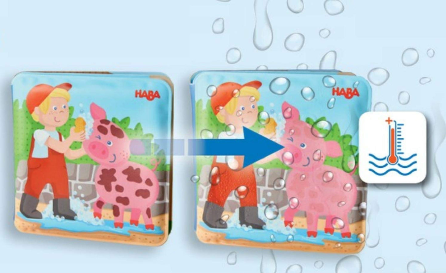 HABA Animal Wash Day - Magic Bath Book - Wipe with Warm Water and the Muddy Pages Come Clean