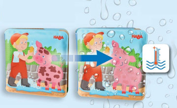 HABA Animal Wash Day - Magic Bath Book - Wipe with Warm Water and the Muddy Pages Come Clean