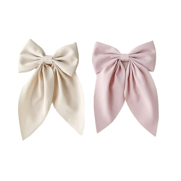Danyarts 2Pcs Solid Big Ponytail Bow Alligator Hair Clips Duckbill Barrettes Hair Accessories For Baby Girls Toddlers Kids Teens