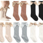 Qandsweet Baby Girl Knee-High Socks Toddlers Bow Stockings Newborn Infant Sock (1-3 Years, White,Black,Grey,Khaki,Brown)