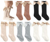Qandsweet Baby Girl Knee-High Socks Toddlers Bow Stockings Newborn Infant Sock (1-3 Years, White,Black,Grey,Khaki,Brown)